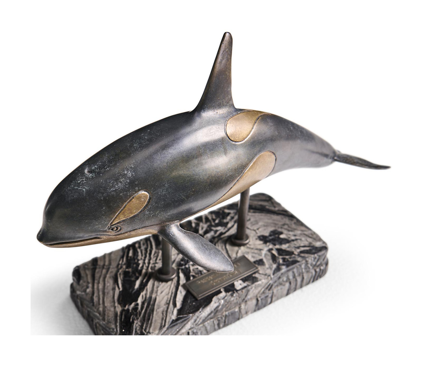 Killer Whale Bronze Statue with Marble Base