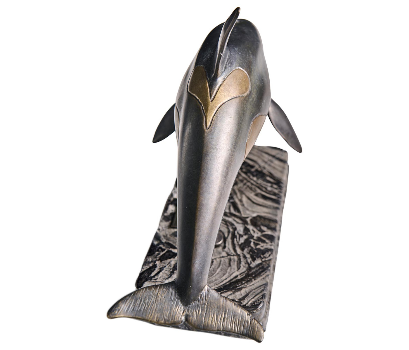 Killer Whale Bronze Statue with Marble Base