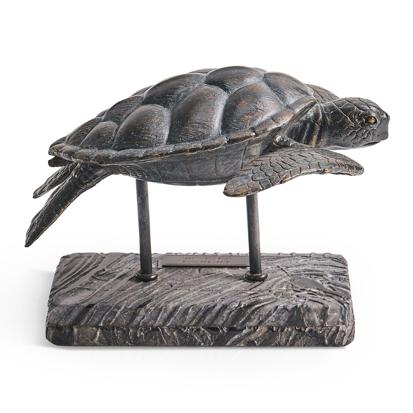 Sea Tortoise Bronze Statue with Marble Base