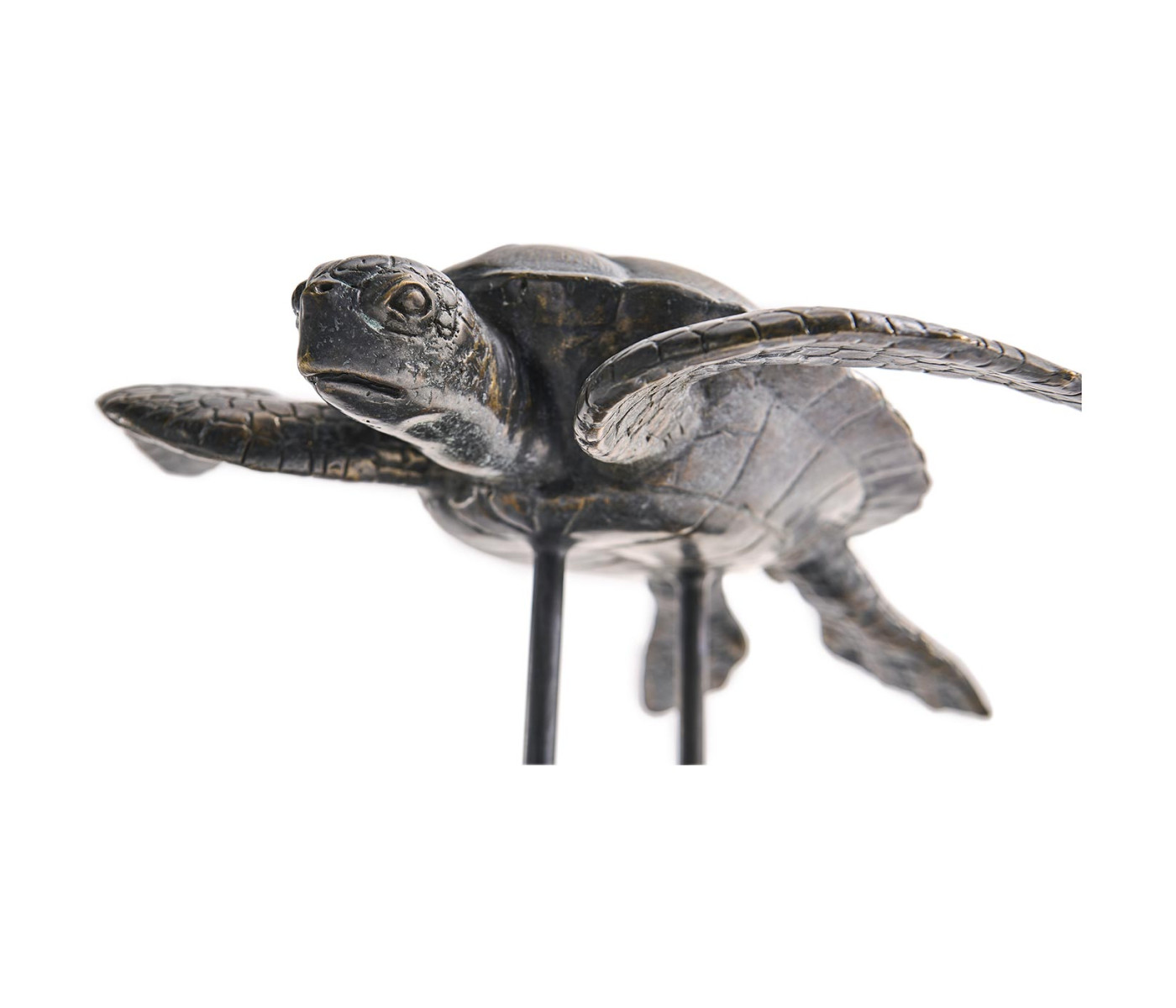 Sea Tortoise Bronze Statue with Marble Base