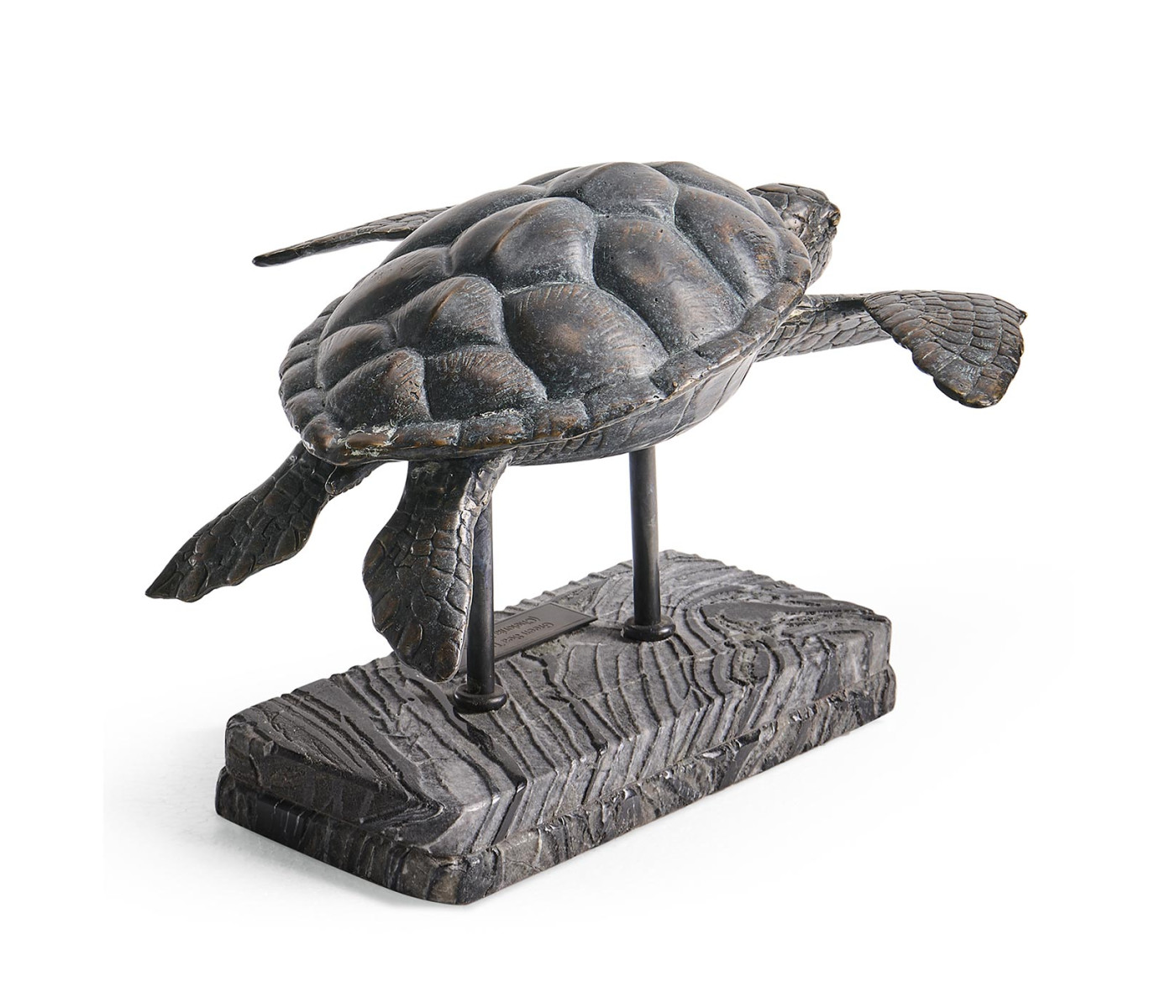 Sea Tortoise Bronze Statue with Marble Base