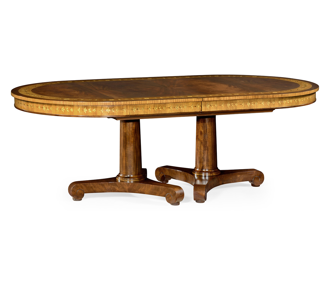 Mahogany two self storing leaves Biedermeier style dining table