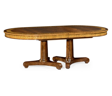 Mahogany two self storing leaves Biedermeier style dining table
