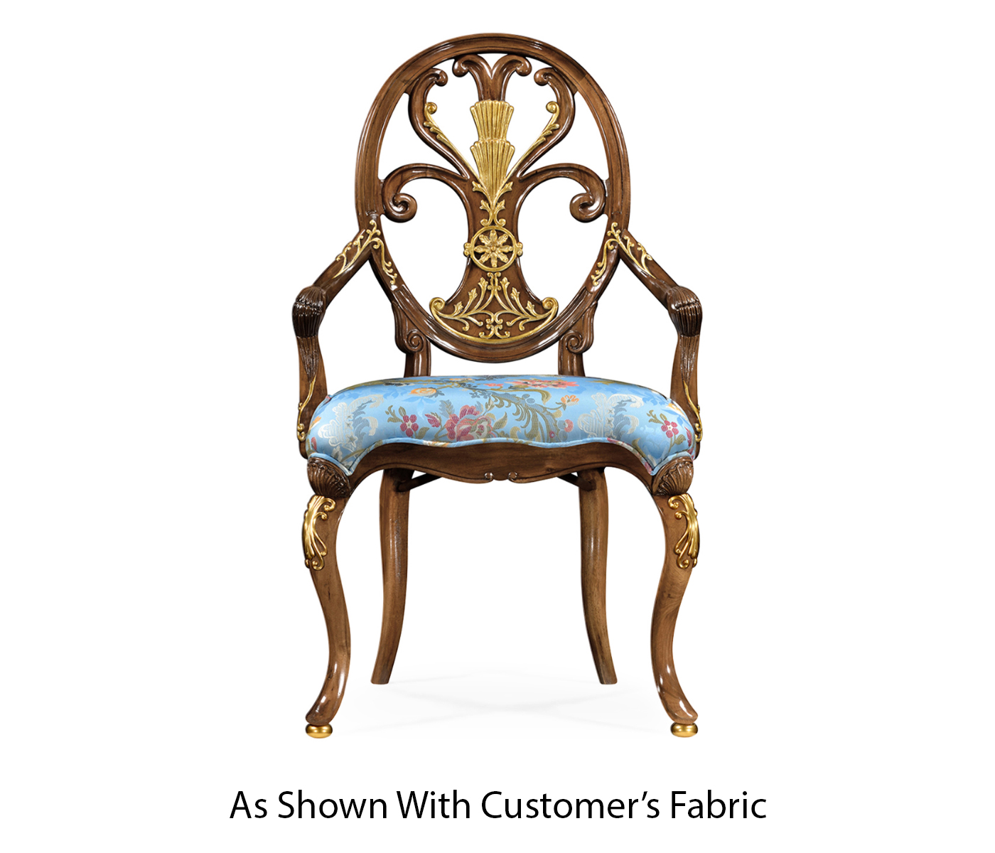 Sheraton Style Burl Walnut Oval Back Arm Chair