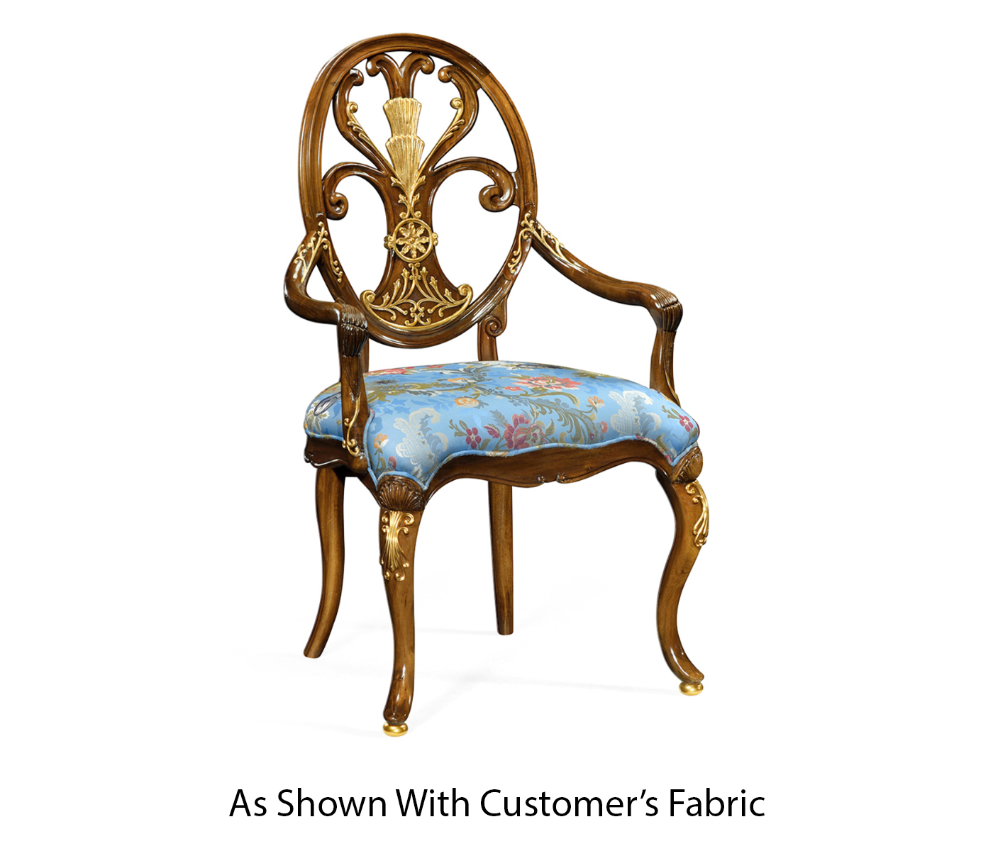 Sheraton Style Burl Walnut Oval Back Arm Chair