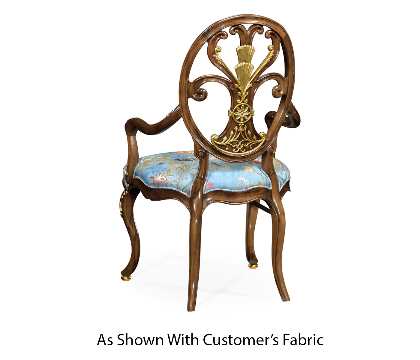 Sheraton Style Burl Walnut Oval Back Arm Chair