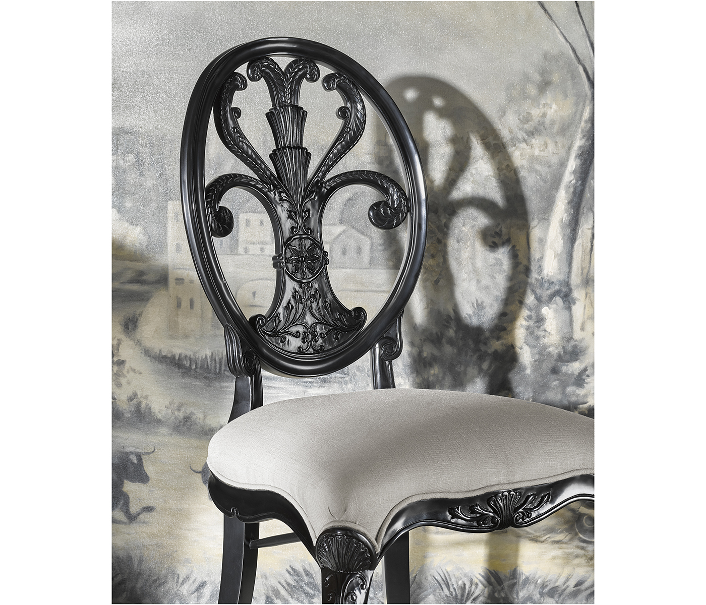 Sheraton Style Burl Walnut Oval Back Side Chair