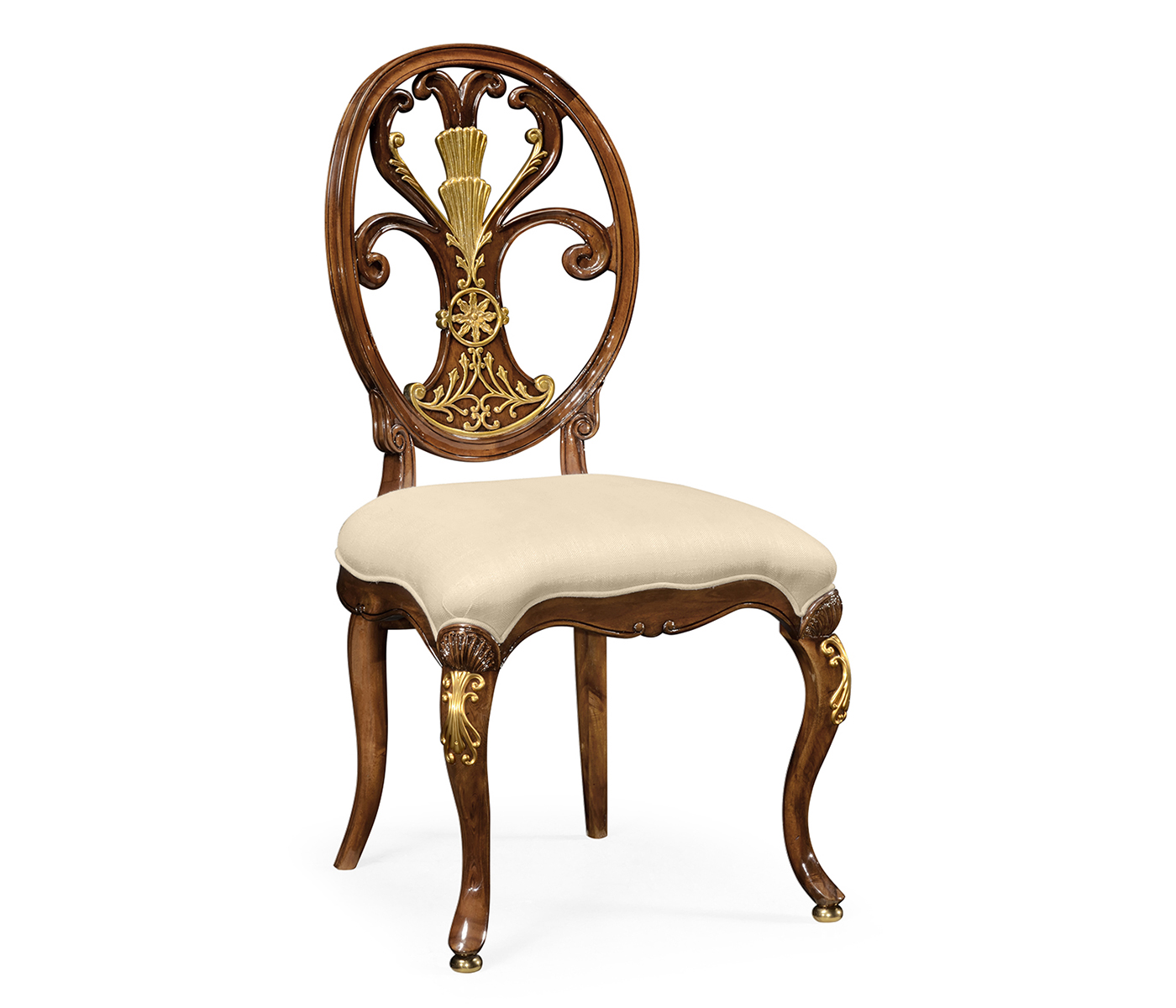 Sheraton Style Burl Walnut Oval Back Side Chair