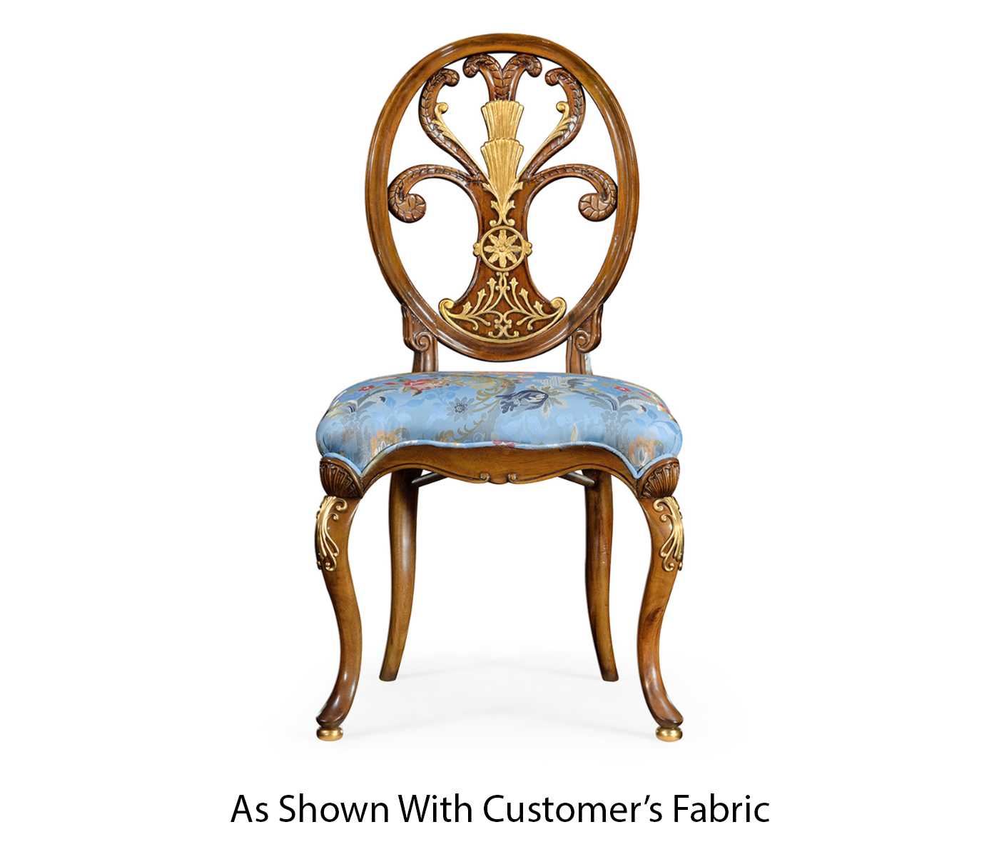 Sheraton Style Burl Walnut Oval Back Side Chair