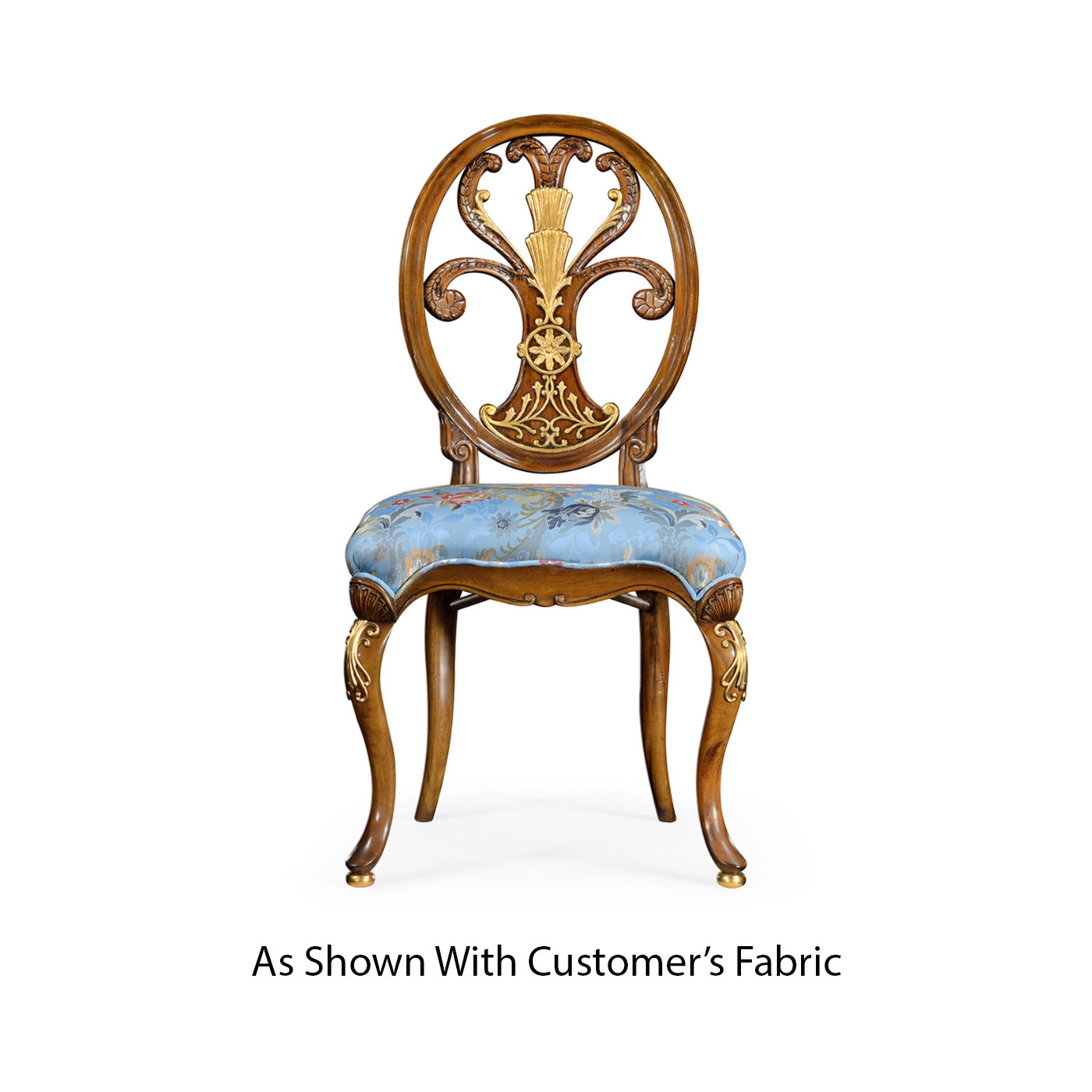 Sheraton Style Burl Walnut Oval Back Side Chair
