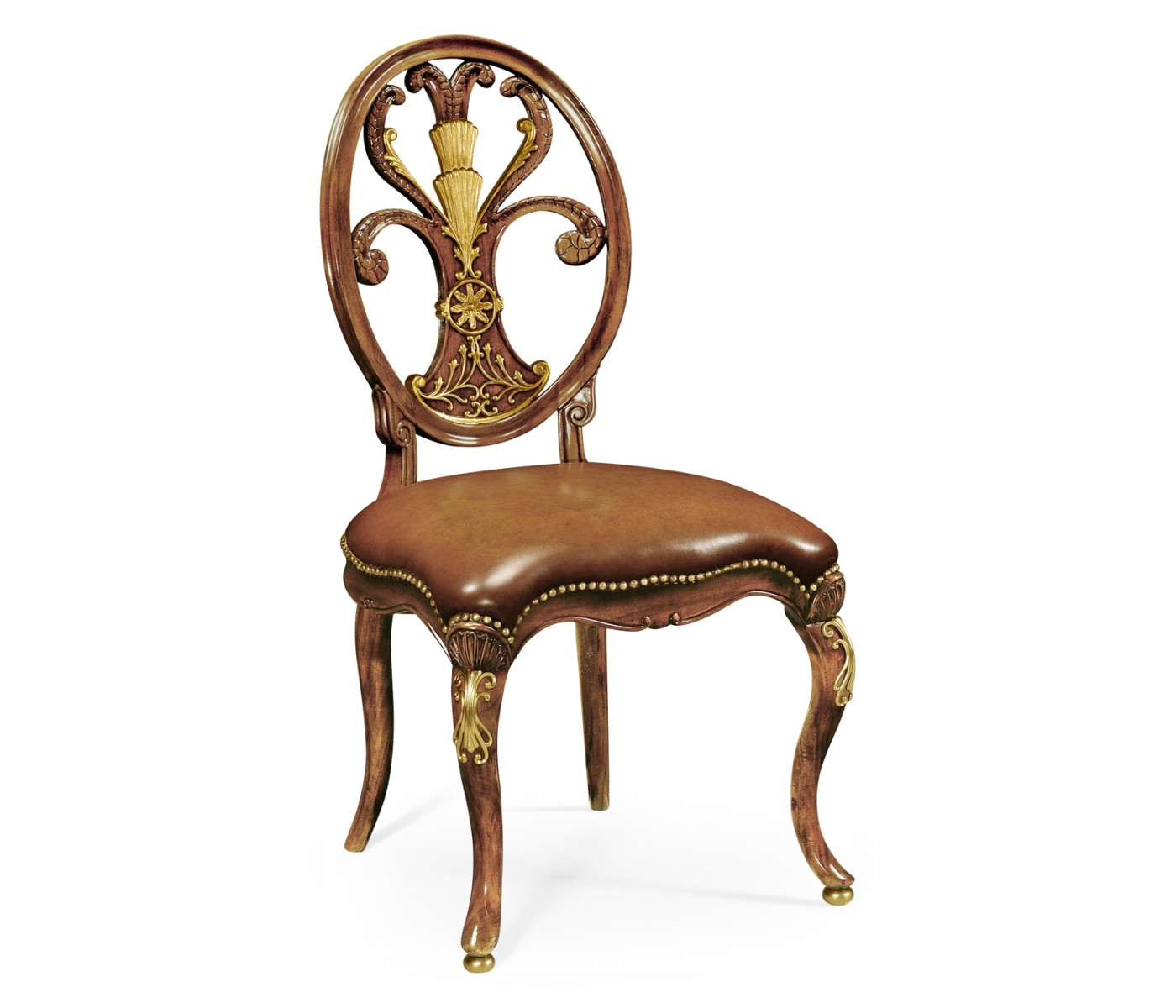 Sheraton Style Burl Walnut Oval Back Side Chair