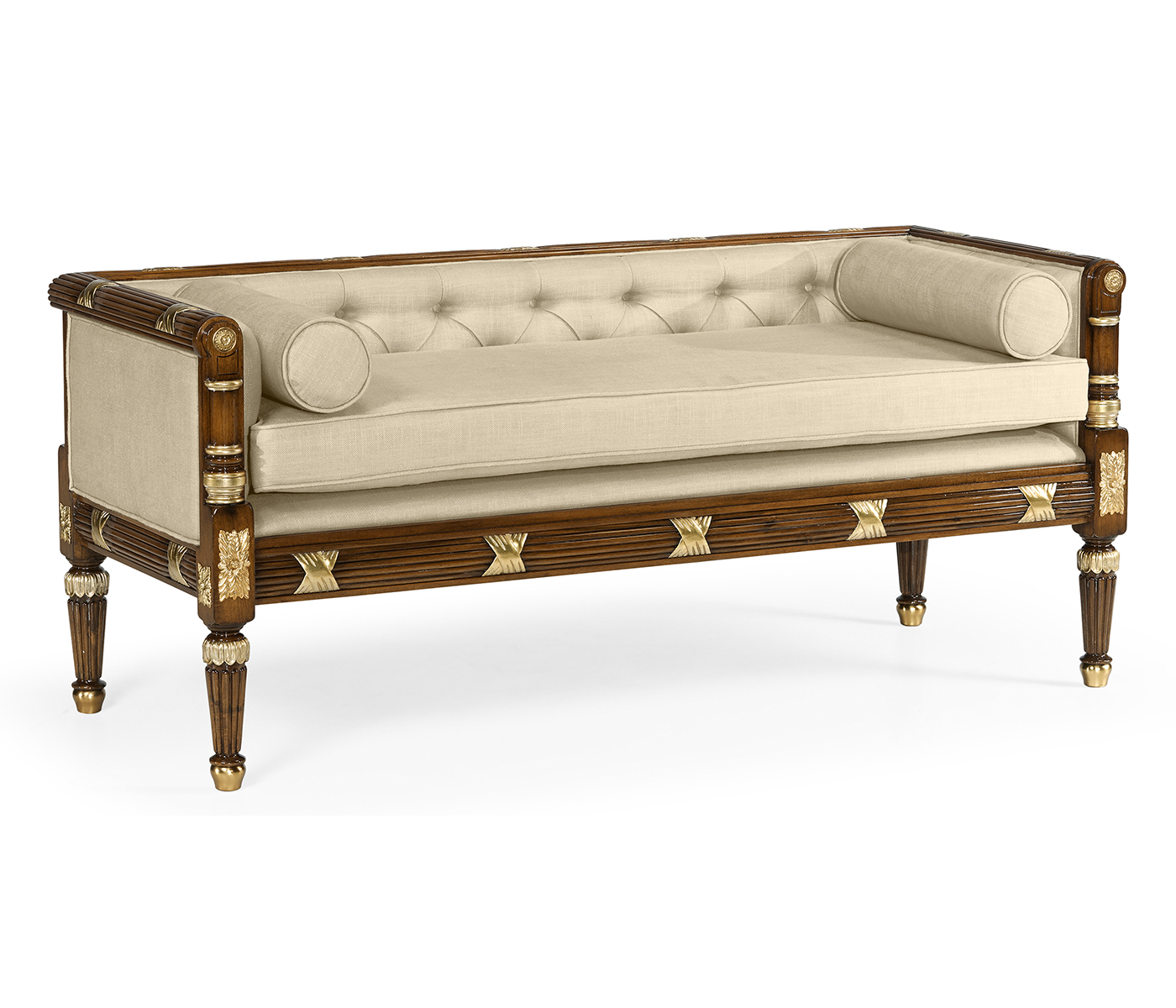 Regency Style Walnut Upholstered Settee