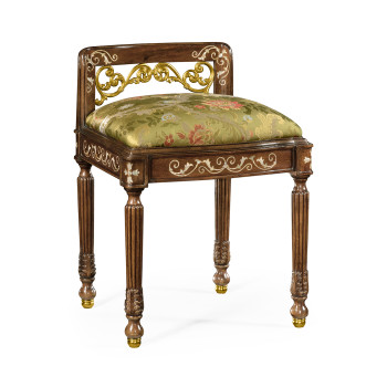 Burl & mother of pearl dressing stool