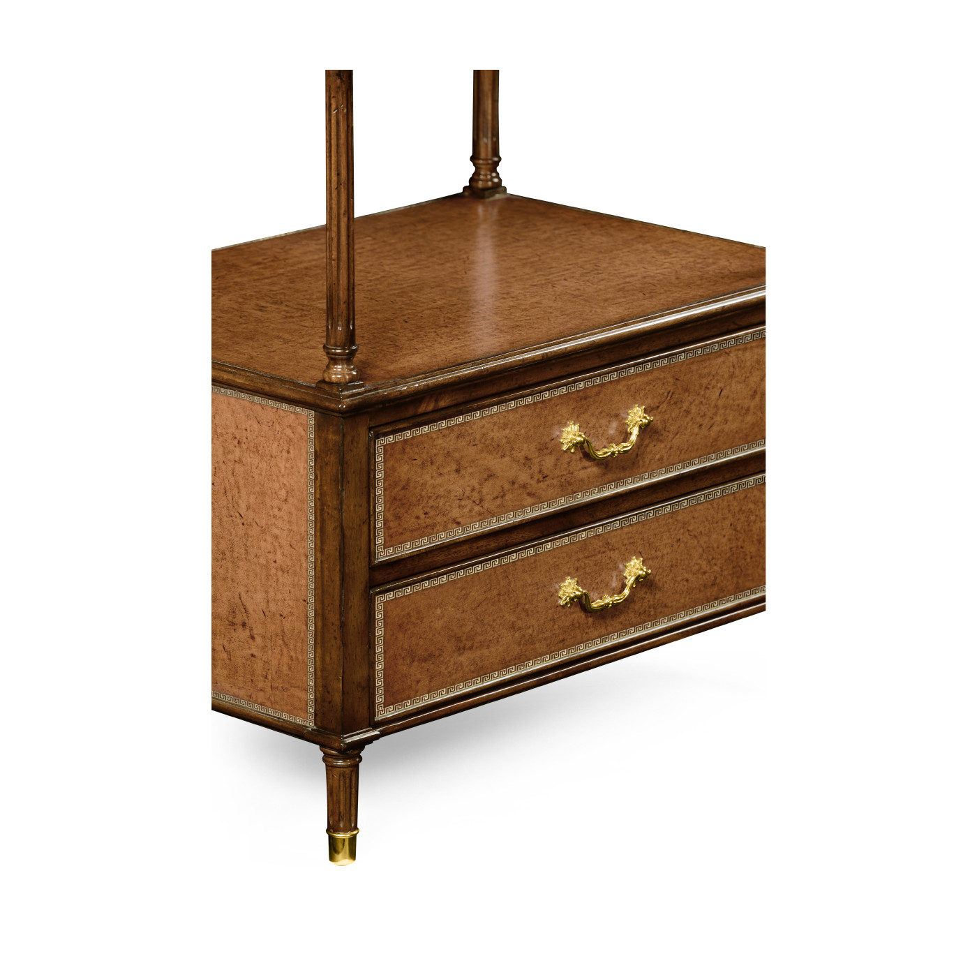 Mahogany and leather inlaid side table with drawers