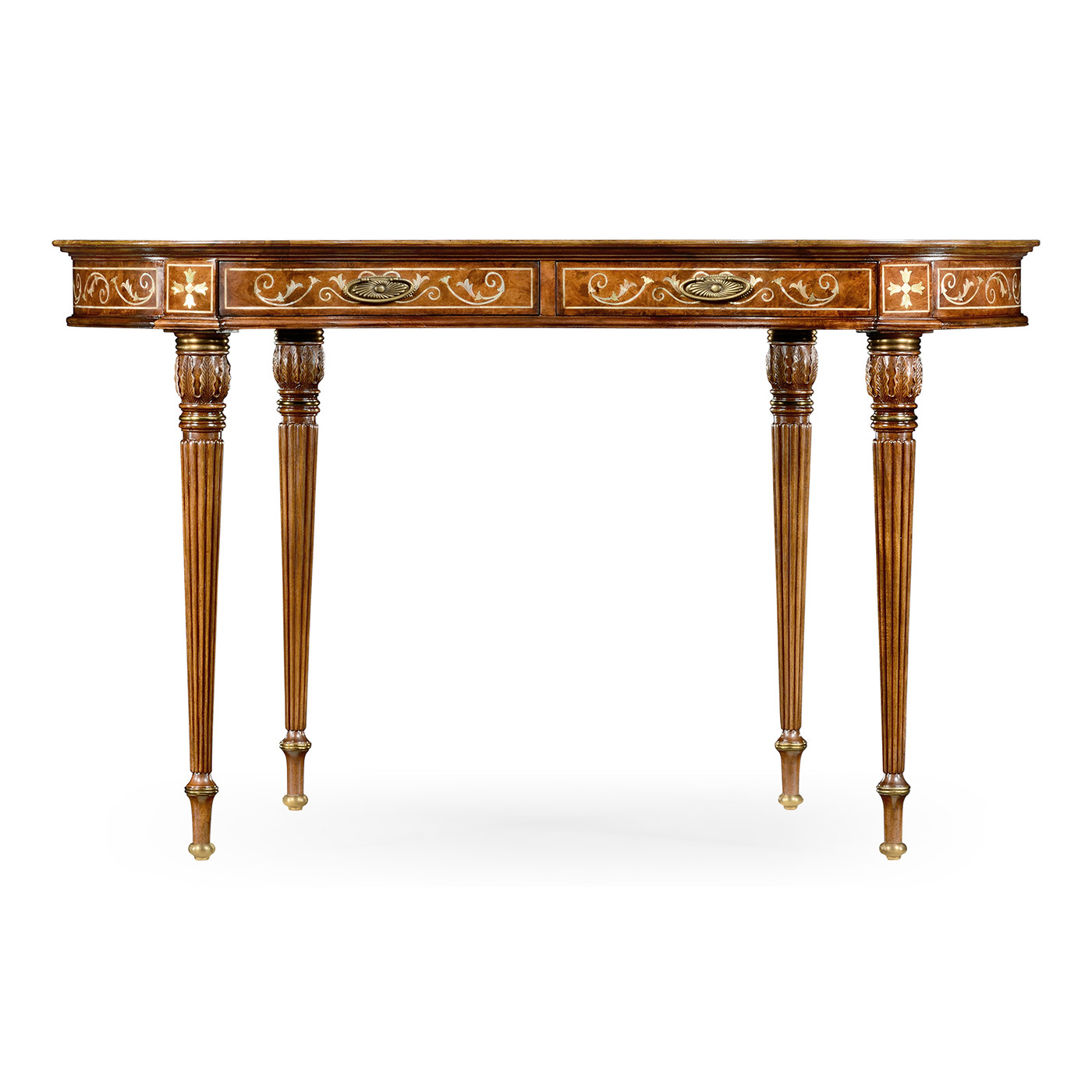 Burl & mother of pearl kidney shaped desk