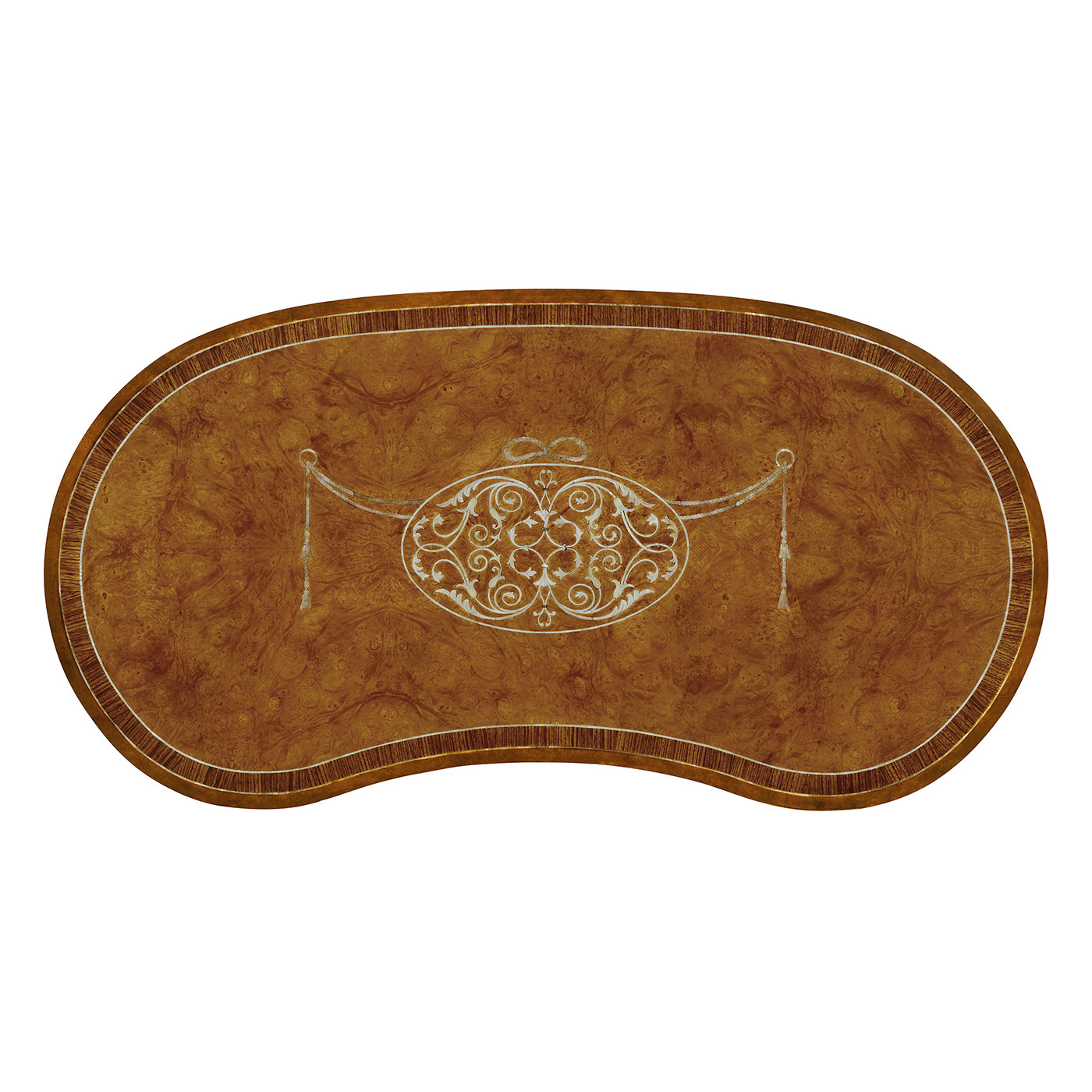 Burl & mother of pearl kidney shaped desk