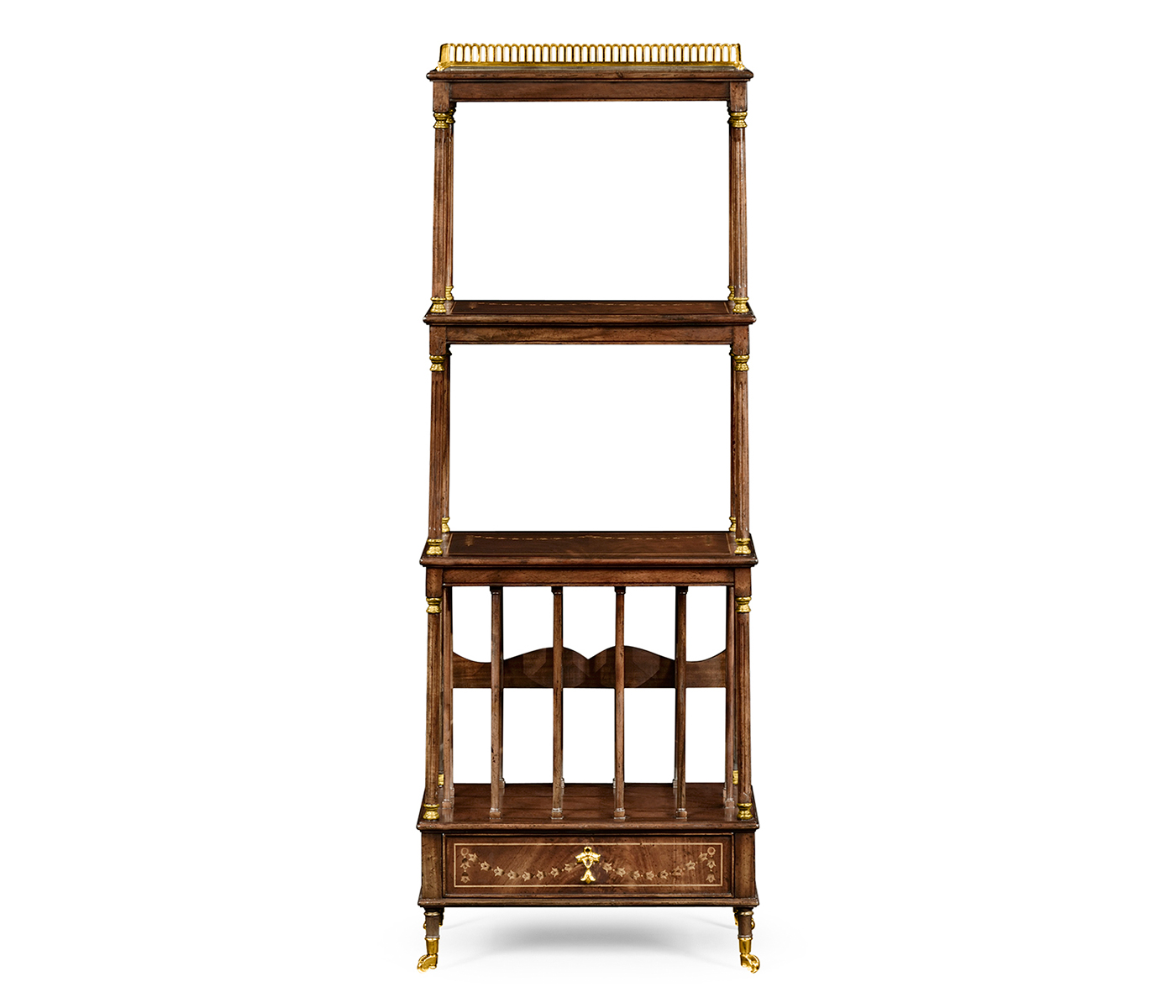 Mahogany Three-Tier Shelf with Canterbury