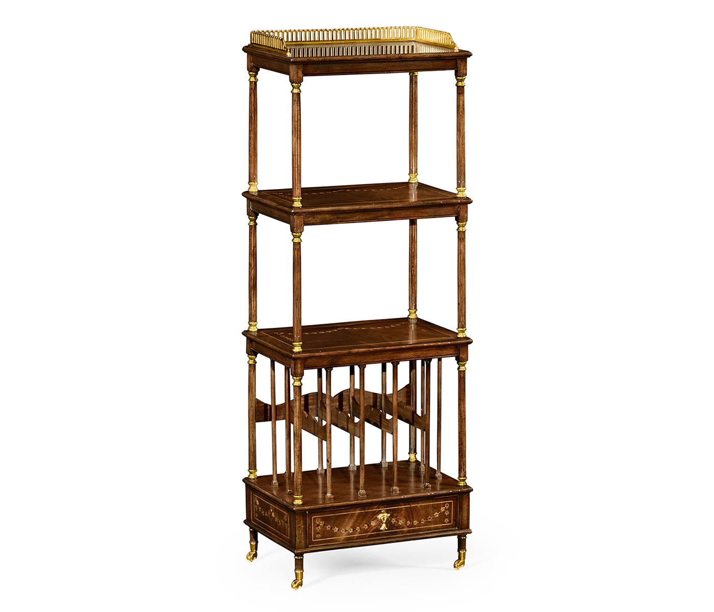 Mahogany Three-Tier Shelf with Canterbury