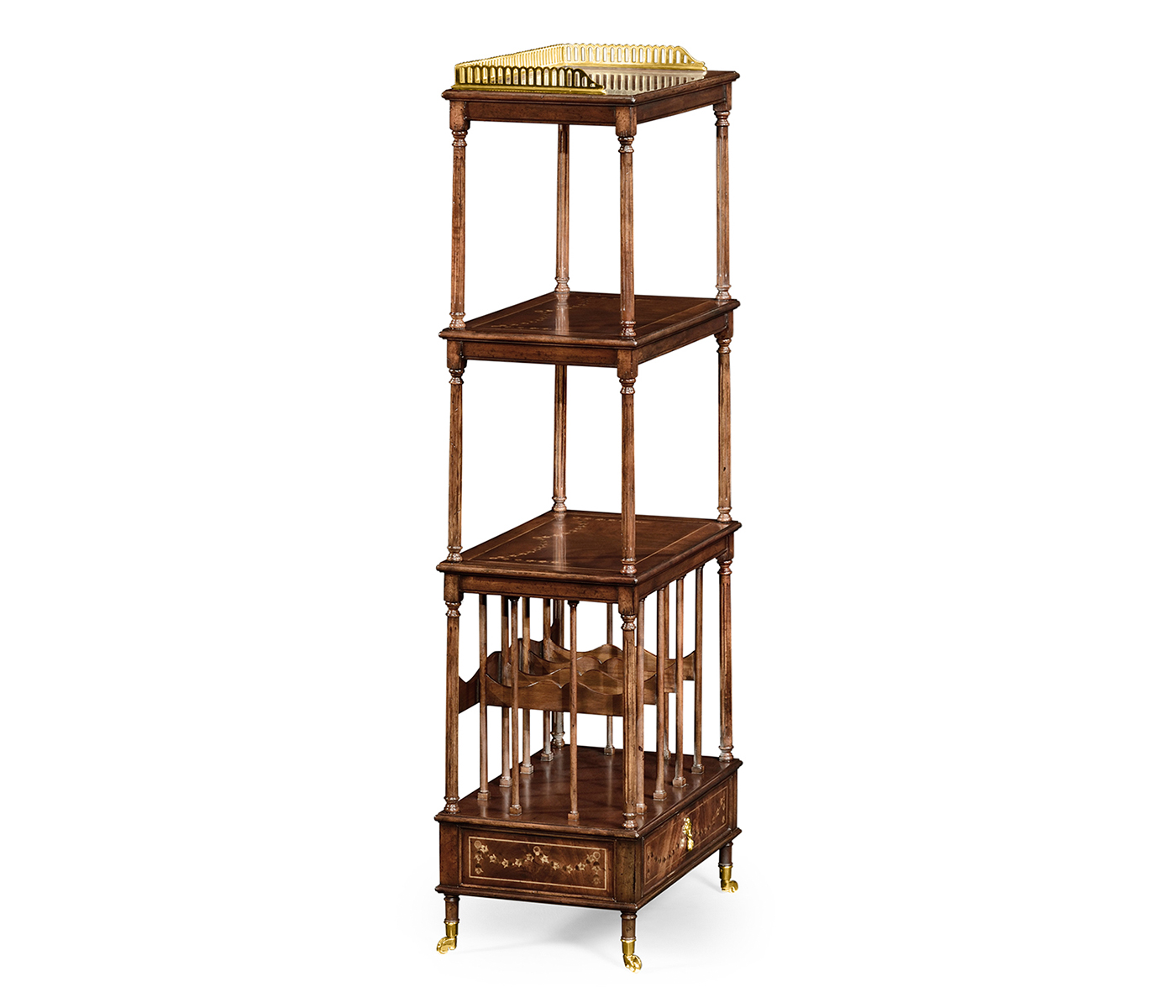 Mahogany Three-Tier Shelf with Canterbury
