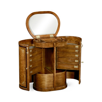 Burl & mother of pearl inlaid metamorphic dressing table