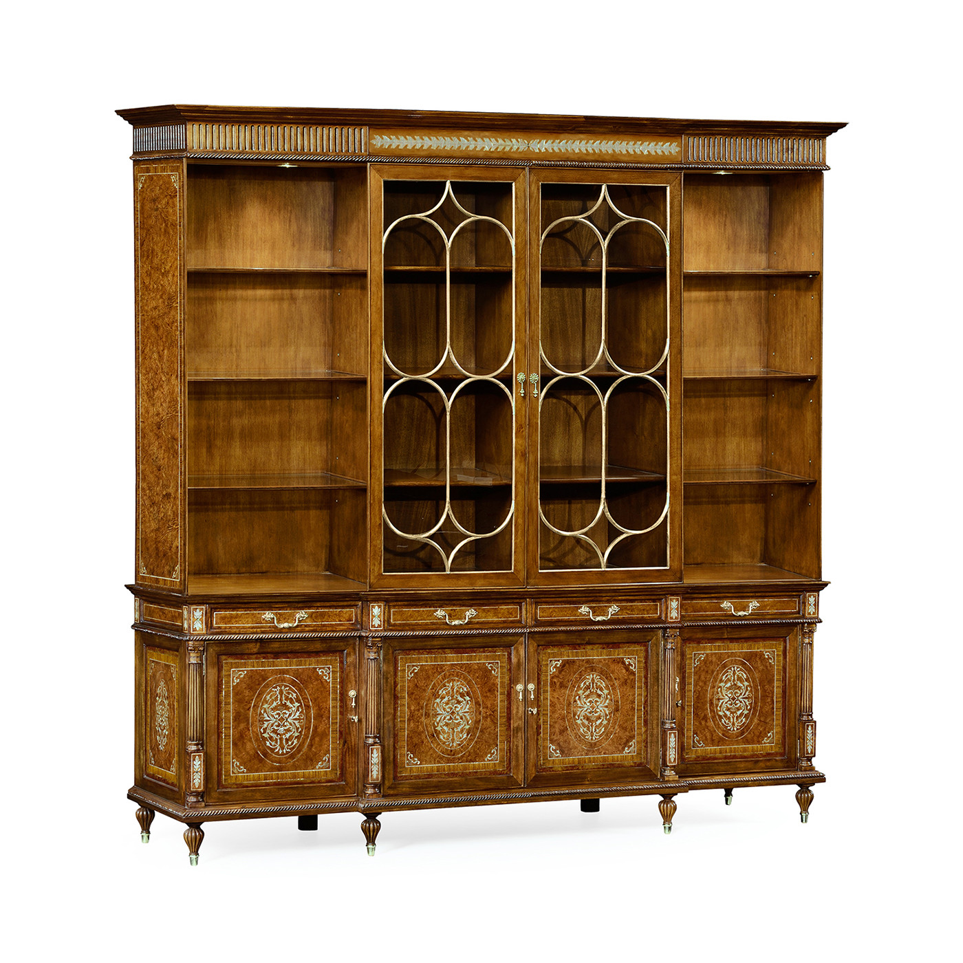 Large Burl & Mother of Pearl Glazed Bookcase