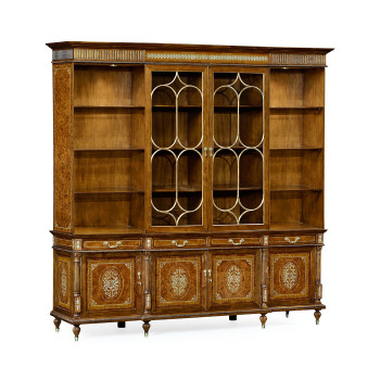 Large Burl & Mother of Pearl Glazed Bookcase