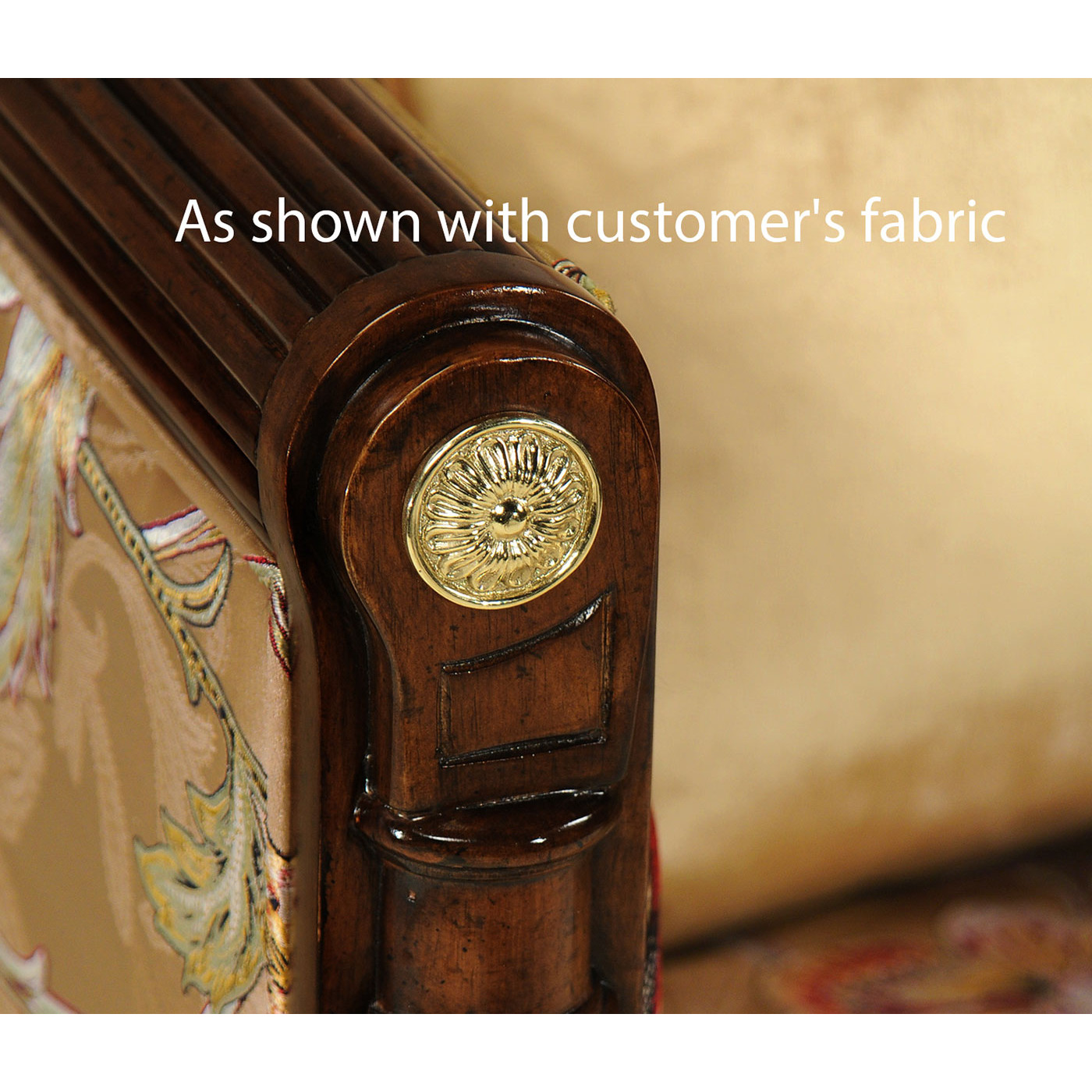 Regency style settee with brass detailing