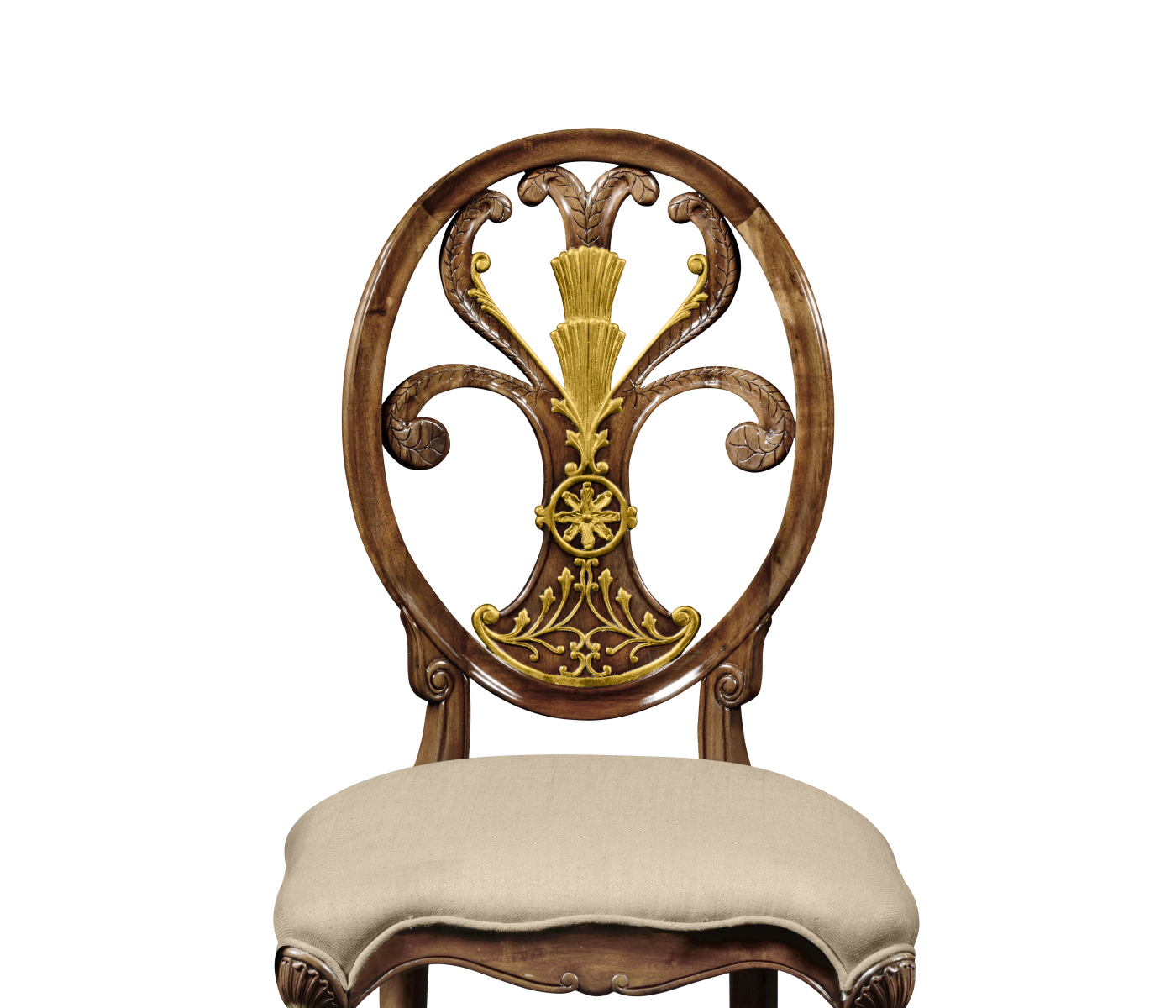 Sheraton style oval back chair with brass details (Side)