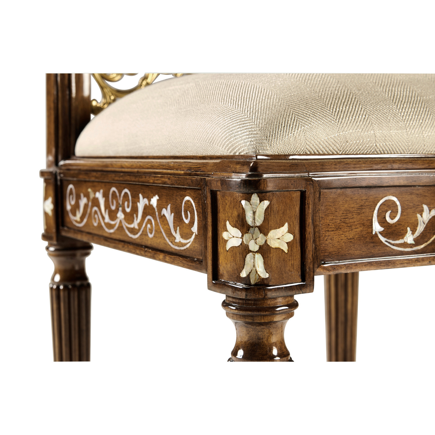 Burl & Mother of Pearl Dressing Stool