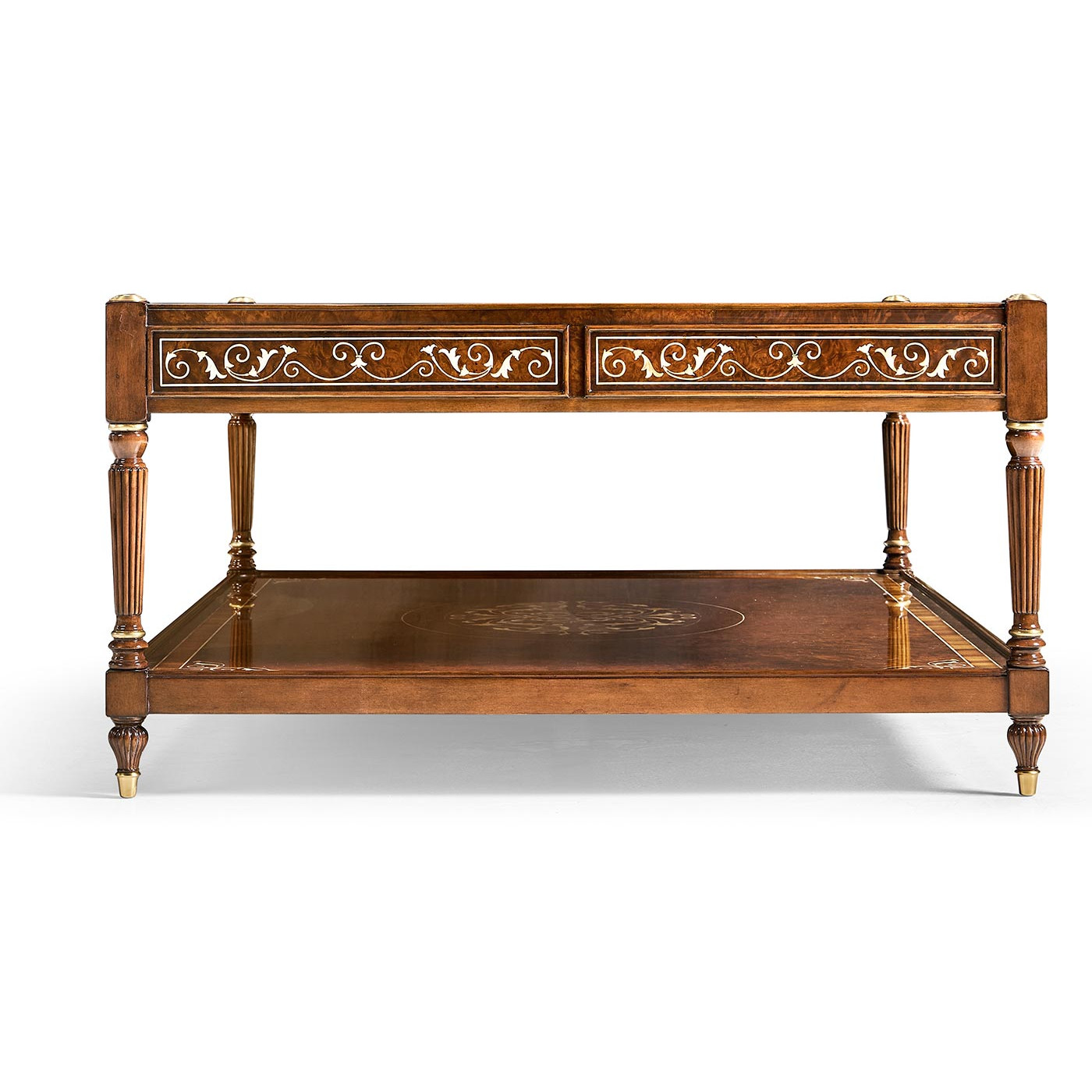 Burl & Mother of Pearl Inlaid Rectangular Coffee Table