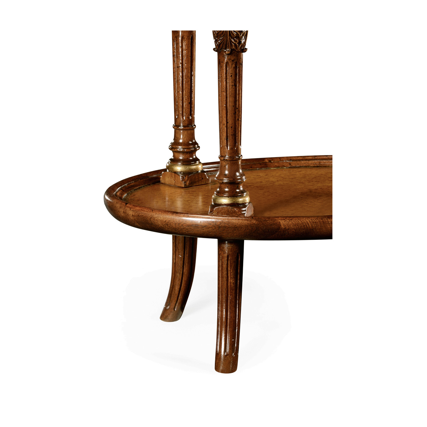 Mahogany and leather inlaid oval lamp table
