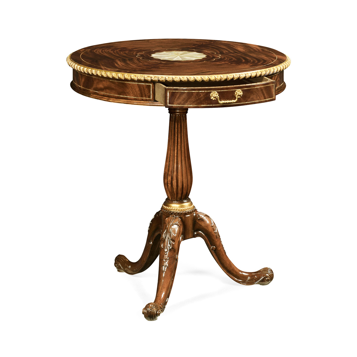 Mahogany And Mop Drum Side Table