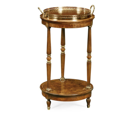 Mahogancy and brass round side table with tray