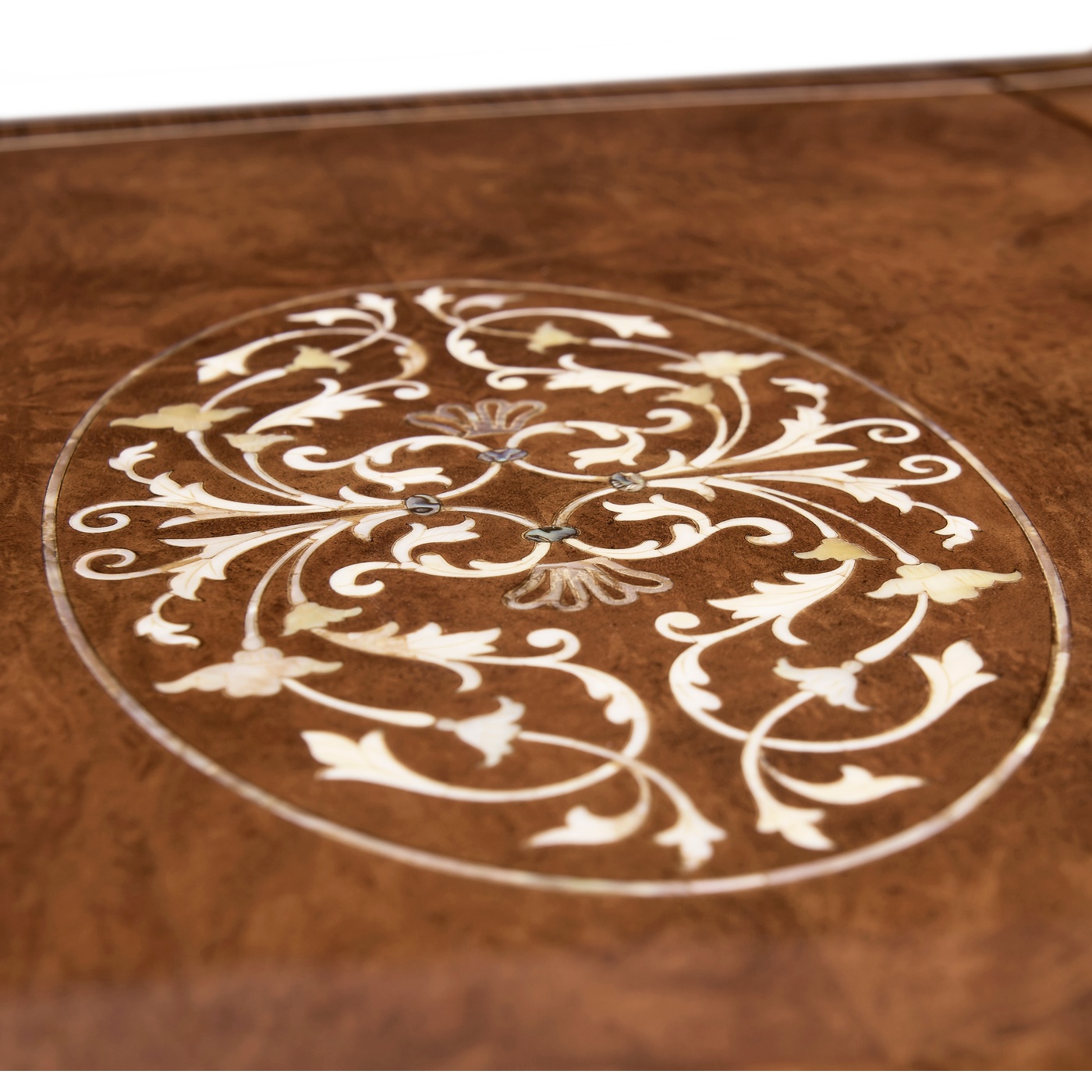 Burl & Mother of Pearl Rectangle Pembroke Table