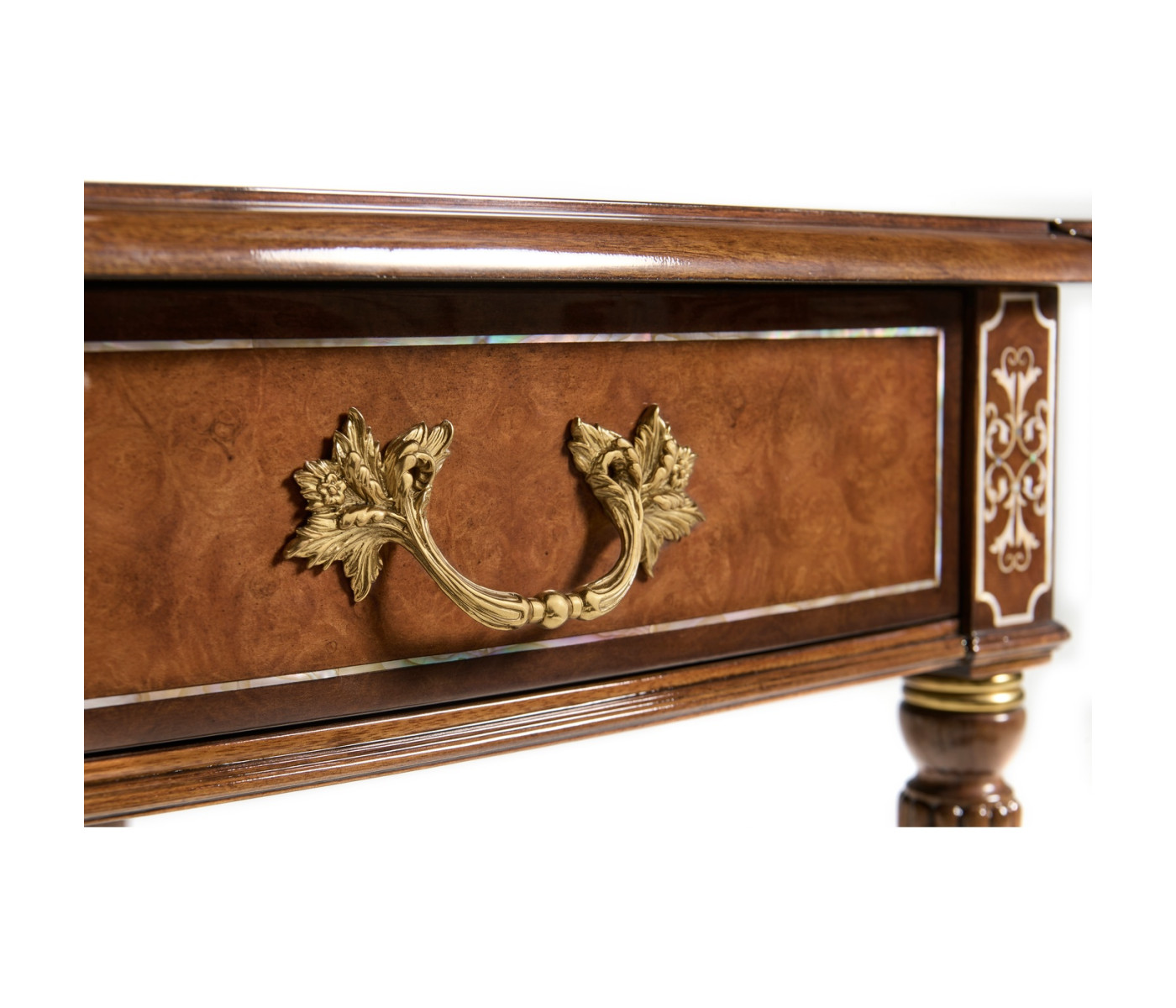 Burl & Mother of Pearl Rectangle Pembroke Table
