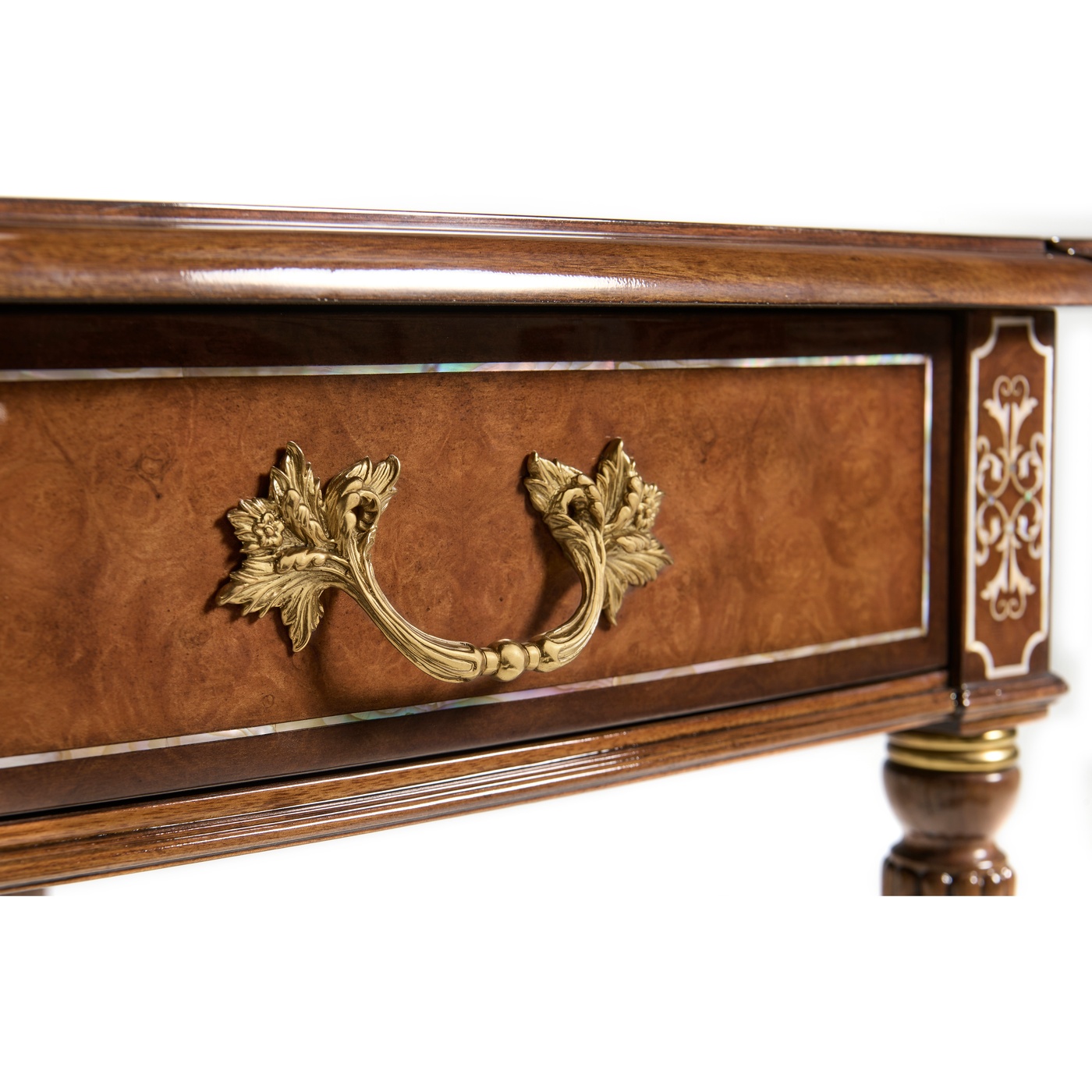 Burl & Mother of Pearl Rectangle Pembroke Table