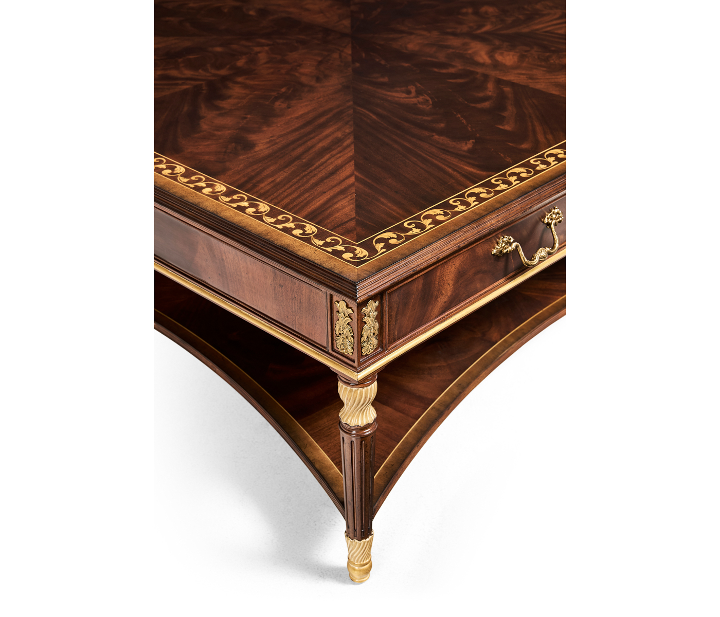 Mahogany William IV style gilded square coffee table