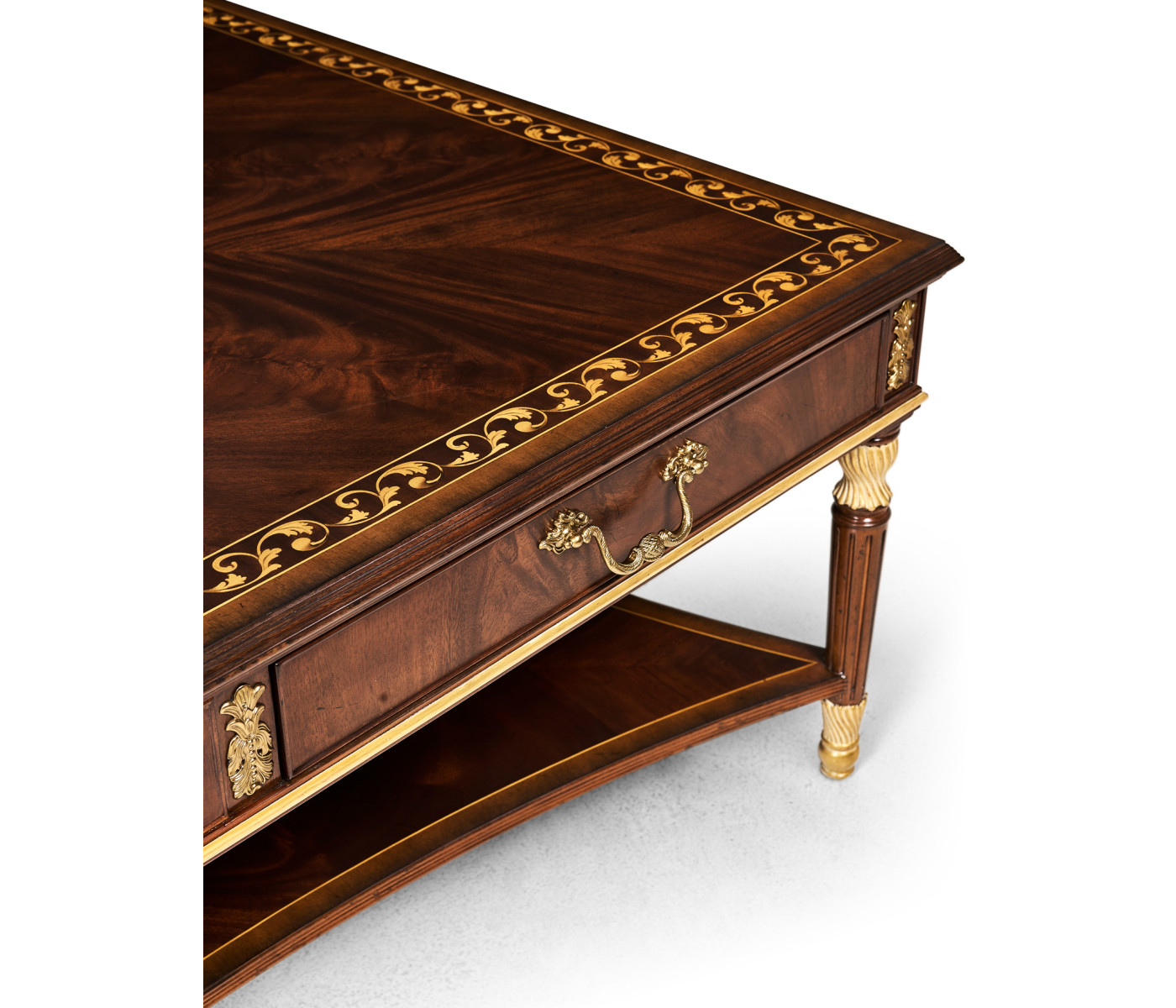 Mahogany William IV style gilded square coffee table