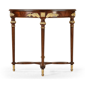 Napoleon III mahogany demilune console with gilded details