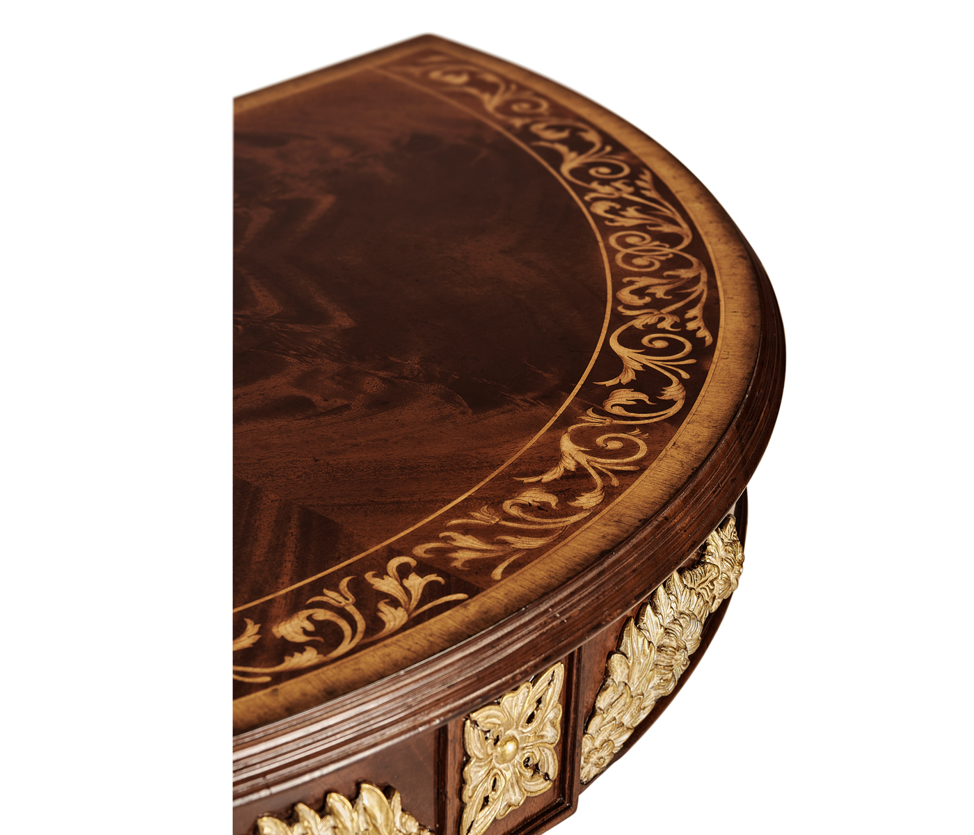Napoleon III mahogany demilune console with gilded details