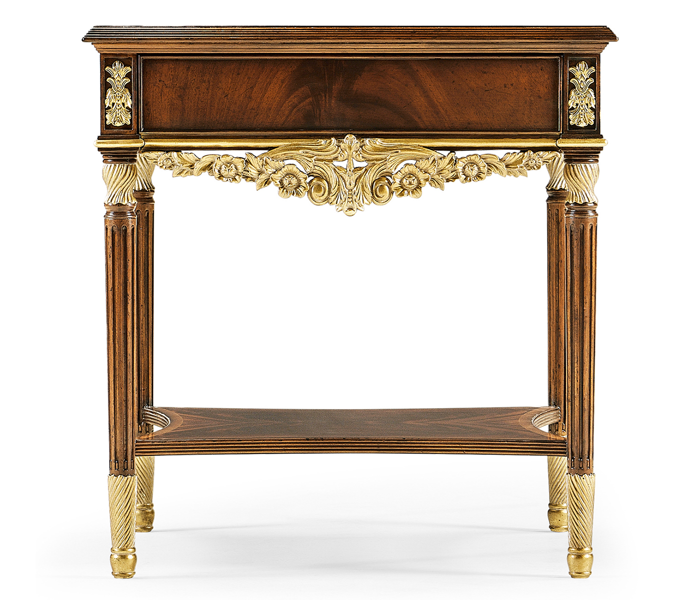 Louis IV style mahogany & gilded square side table