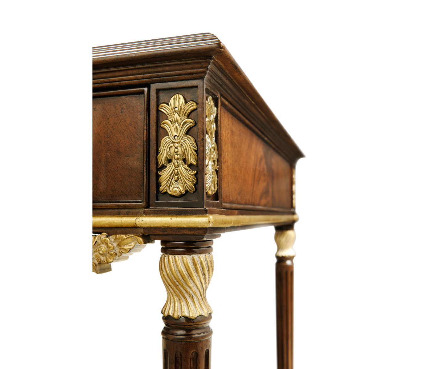 Louis IV style mahogany & gilded square side table