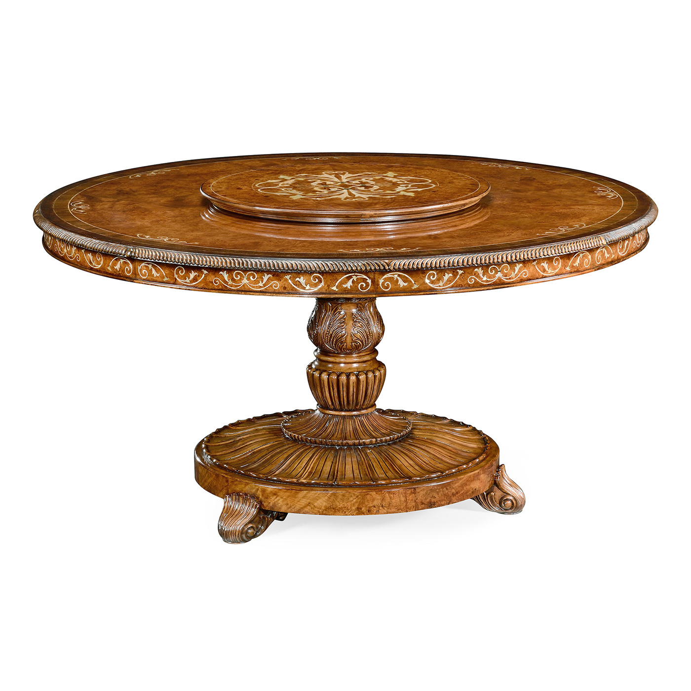 Burl & Mother of Pearl Round Dining Table (Lazy Susan) 59