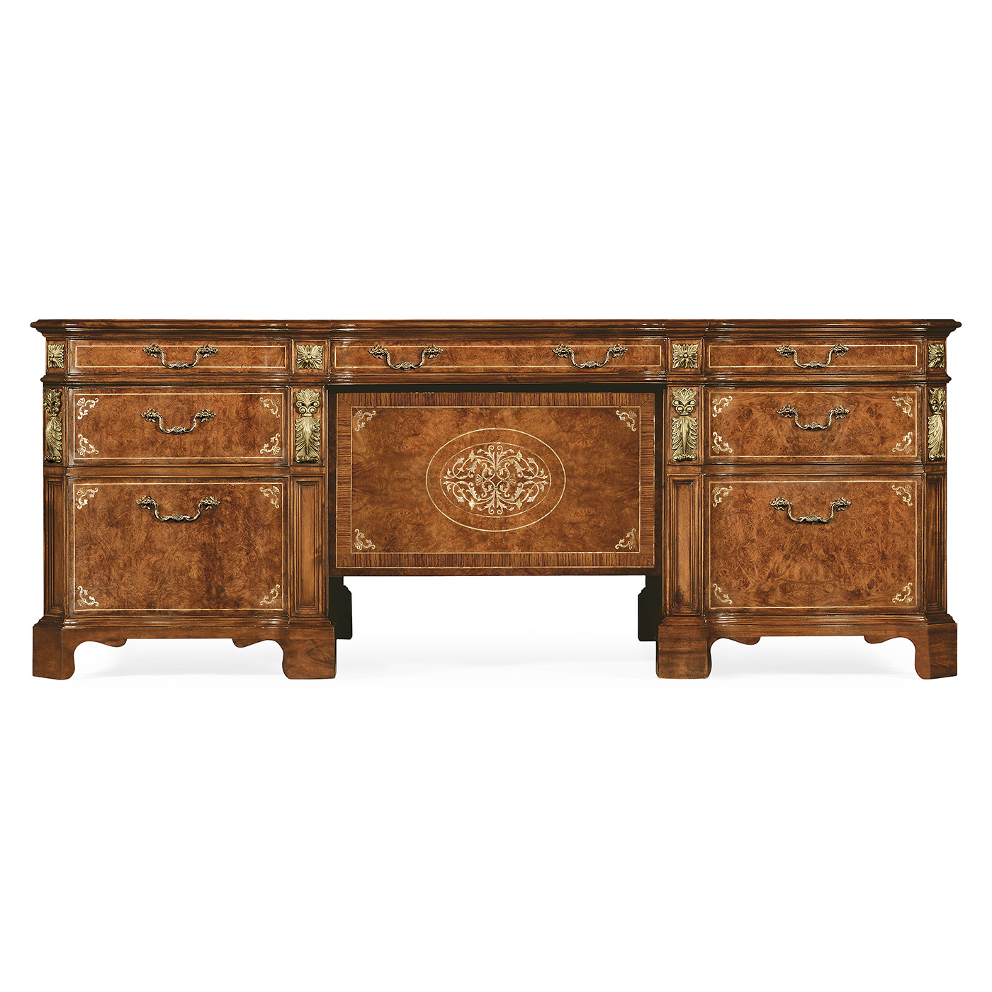Burl & Mother of Pearl Faux Partners Desk