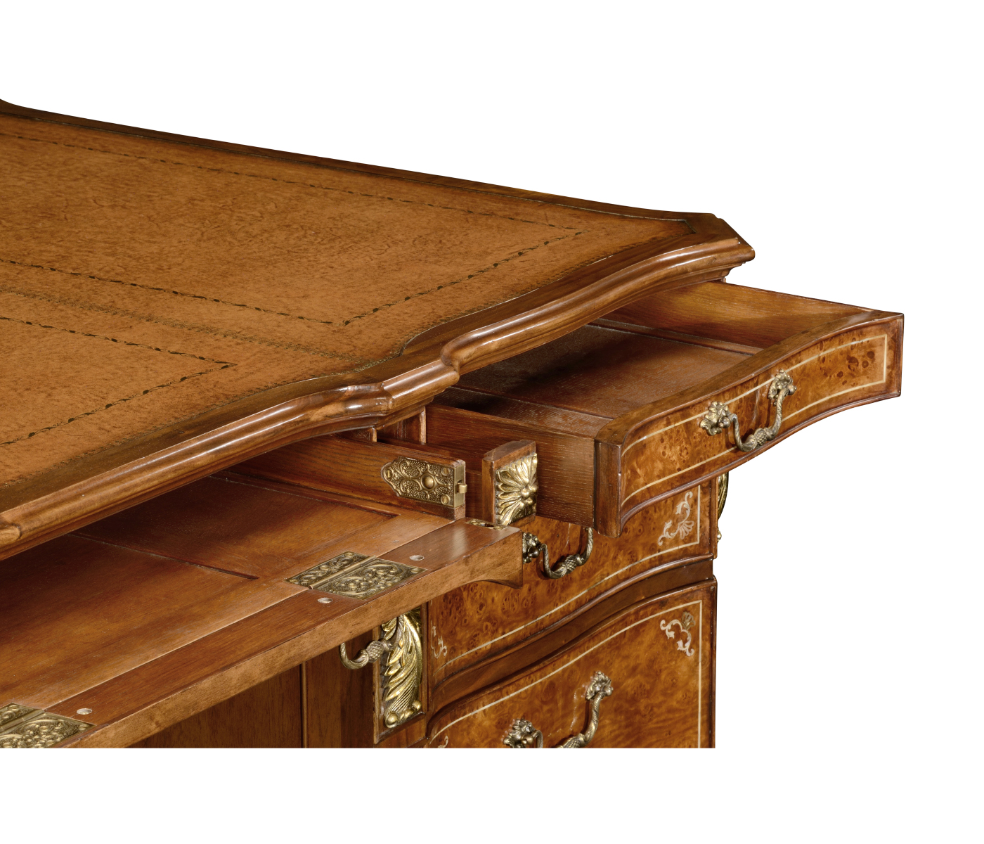 Burl & Mother of Pearl Faux Partners Desk