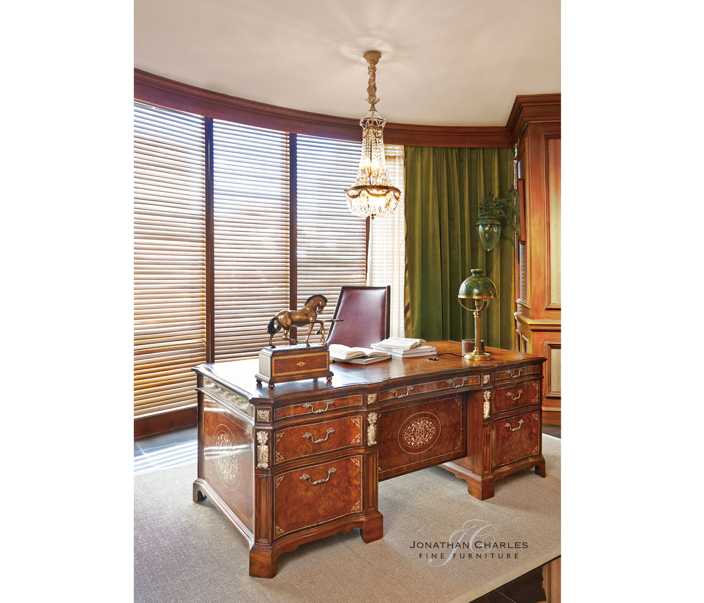 Burl & Mother of Pearl Faux Partners Desk