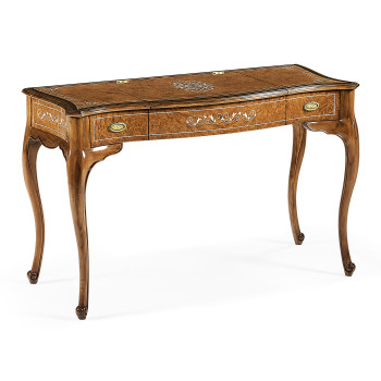 Burl & Mother of Pearl Dressing Table with Hinged Mirror