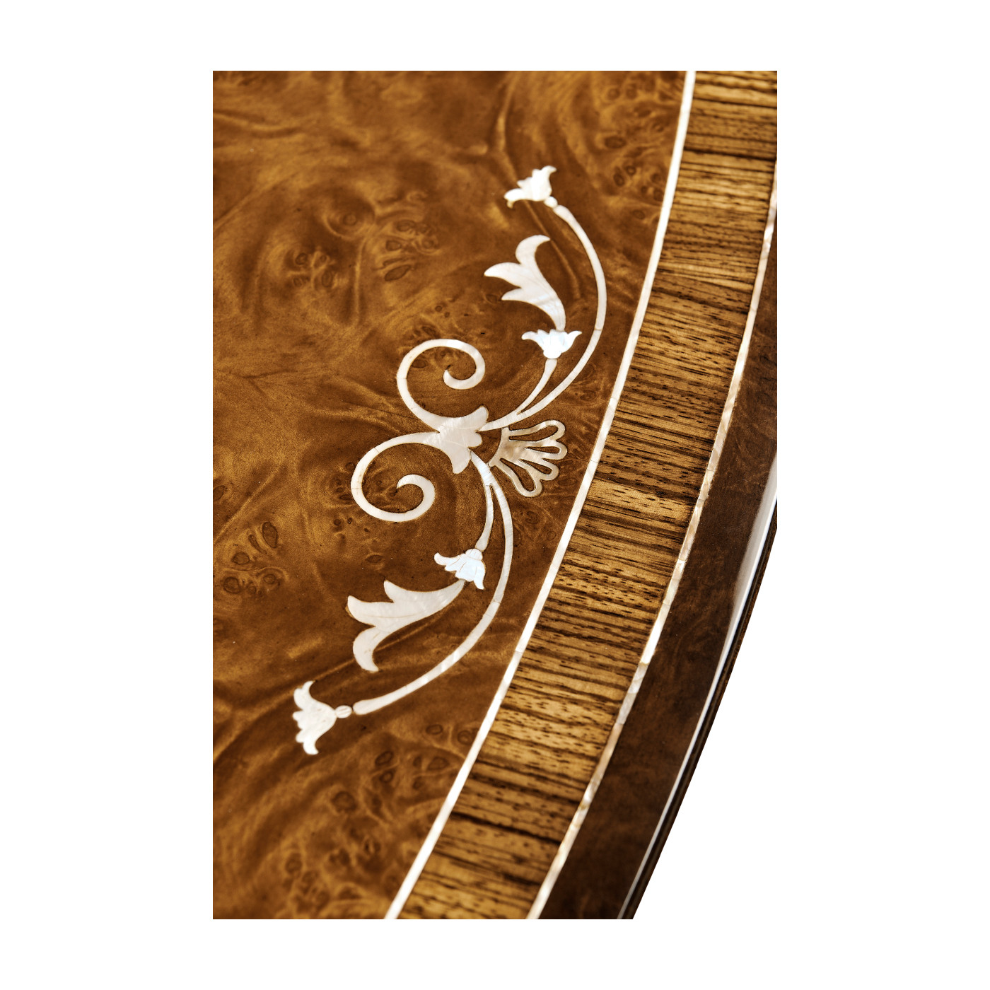 Burl & Mother of Pearl Oval Coffee Table