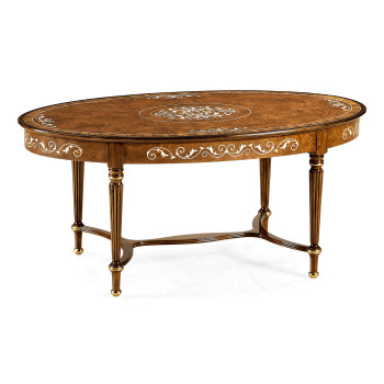 Burl & Mother of Pearl Oval Coffee Table