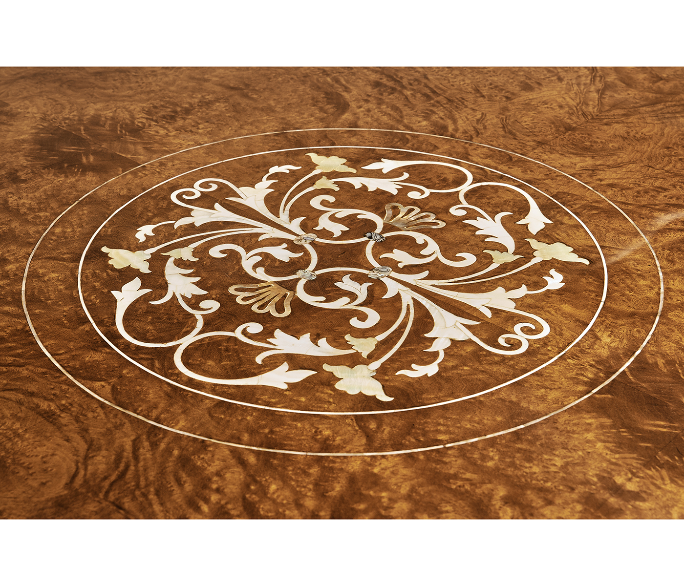 Burl & mother of pearl centre table